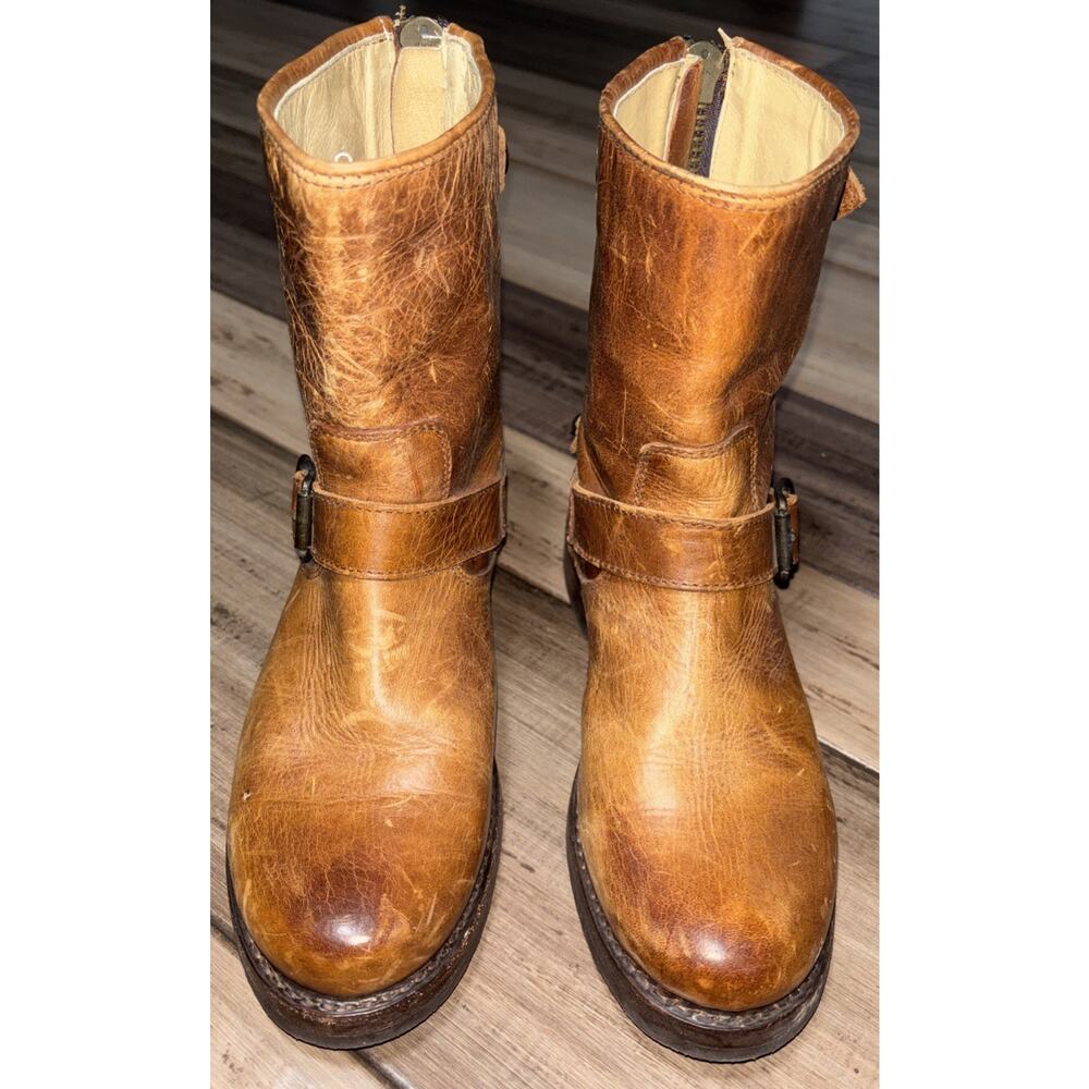 Frye Company Women's Brown Leather Ankle Bootie Heel, Size 6M western